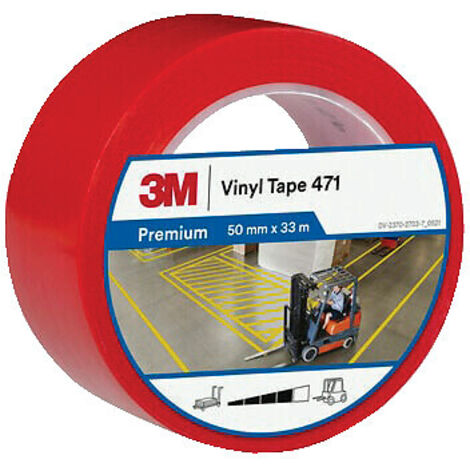 Ruban de marquage au sol 3M 471® support vynile avec adhésif caoutchouc épaisseur 0,14mm jaune rouleau de 33m par 50mm - 3M