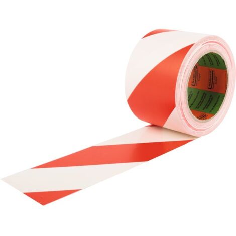 Ruban de marquage PVC adhésif - 33 m x 75 mm - Rouge et Blanc