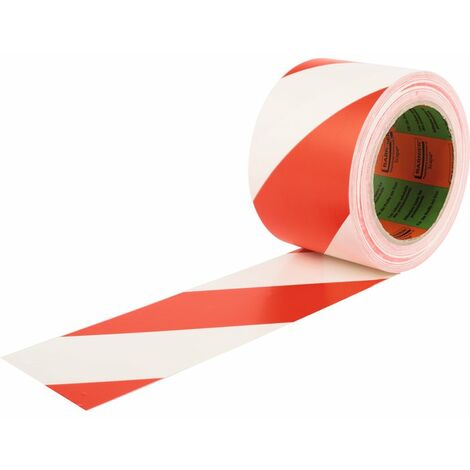 Ruban de marquage PVC adhésif - 33 m x 75 mm - Rouge et Blanc