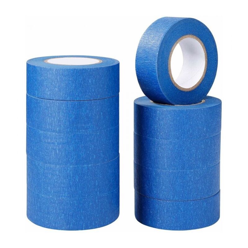Ruban de masquage bleu ruban adhésif de peinture et de décoration pour étiquettes, peinture au pistolet, peintres, travaux manuels 10 rouleaux 25 mm