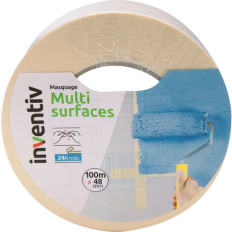 Ruban de Masquage INVENTIV Multi-Surfaces 100m x 48mm - Lignes Précises, Résistant à l'Eau
