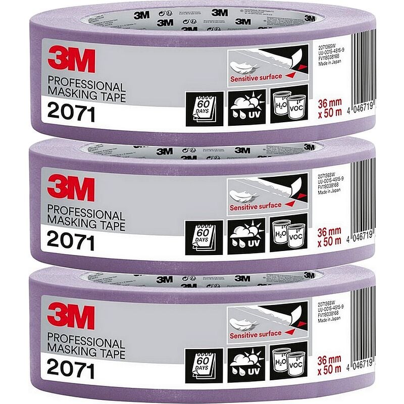 3M - Ruban de masquage professionnel violet 2071 surface sensible 36 mm x 50 m - 2+1 gratuit