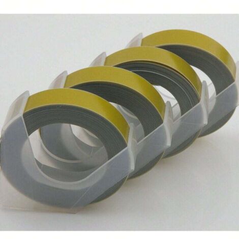 Ruban de recharge pour gaufrage d'étiquettes 9 mm x 3 m, 4 rouleaux, couleur or pastel
