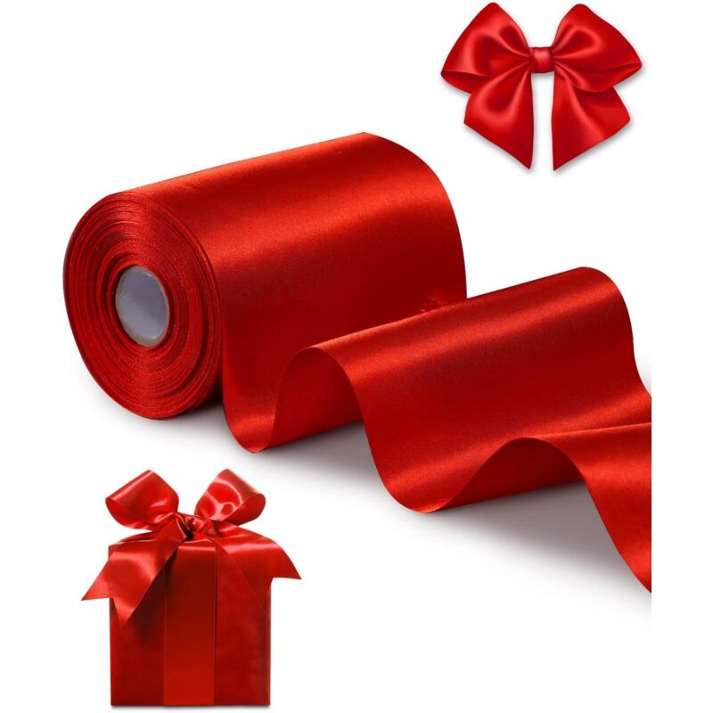 Ruban de satin rouge 10 cm x 20 m de large ruban épais pour une grande ouverture d'entreprise Découpes de ruban Cérémonie Noeud Chaises de mariage