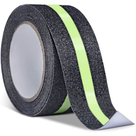 Ruban de sécurité antidérapant - 5m x 5cm - Vert et Noir - Adhésif réfléchissant - Avertissement