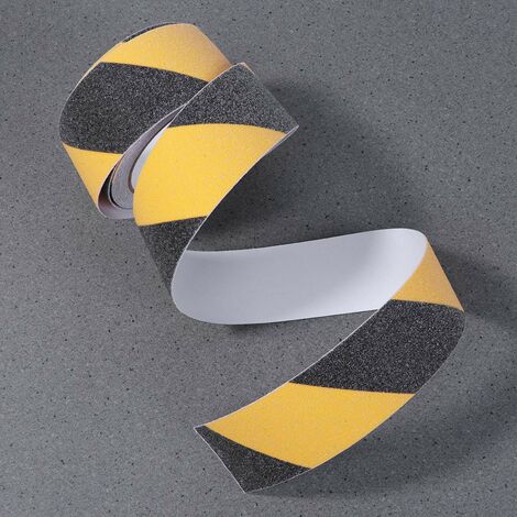 Ruban de sécurité antidérapant noir et jaune Grip abrasif à haute traction 2 pouces par 16,4 pieds pour intérieur et extérieur
