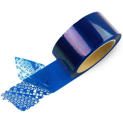 Ruban De Sécurité Antifraude - 50 mm x 50 m - Bleu - Pour Scellage Enveloppes Cartons Colis - 1 Rouleau