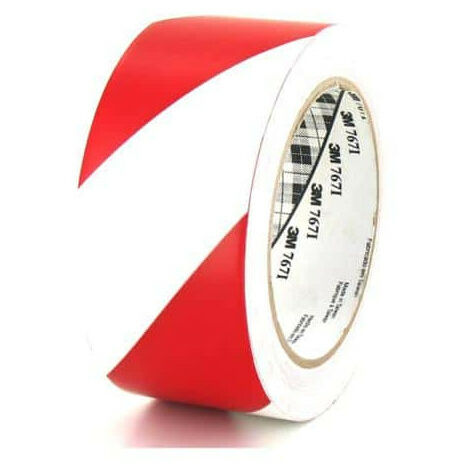 Ruban de signalisation hachuré rouge et blanc 50mm – Longueur 33m pour marquage sécurité – 76750