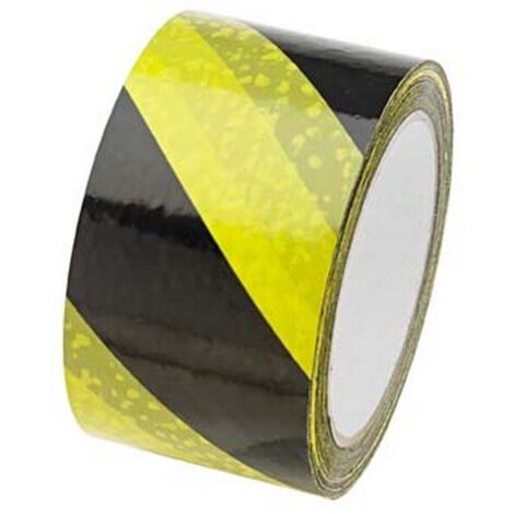 Ruban de signalisation PVC autoadhésif 60mmx66m jaune/noir 1 rouleau