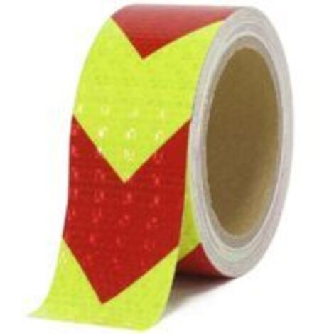 Ruban de signalisation réfléchissant rouge et jaune 5cm x 10m – Haute visibilité étanche pour chantiers humides – Surface ultraréfléchissante