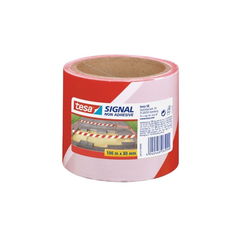 Ruban de délimitation, non adhésif, rouge blanc 88MM x 100 m Tesa 58137-00000-00