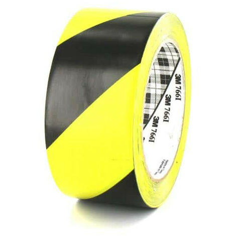 Ruban de signalisation vinyle hachuré jaune et noir 50mm – Longueur 33m pour marquage sécurité – 76650
