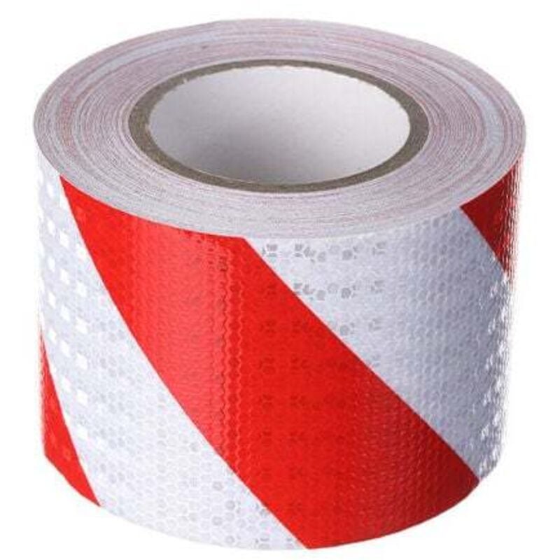 Tonchean - Ruban de signalisation,Bande de signalisation réfléchissante en sergé rouge et blanc de 10 cm de large et 25 m de long.