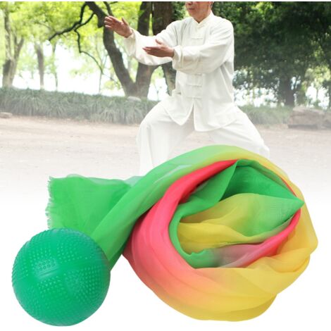 Ruban de soie coloré pour exercices de Tai Chi, balles de performance souples et résistantes, 1,5 m (vert et multicolore)