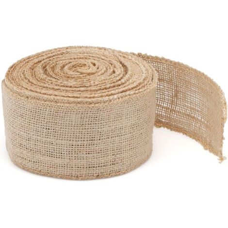 Ruban de soie en lin pur jaune original, corde de chanvre, décoration de Noël faite à la main, nœud en tissu sisal6 cm x 10 m
