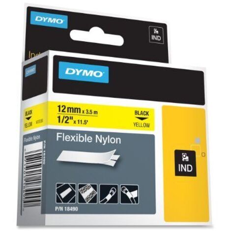 Ruban d'écriture Band-B.12mm Band-L.3,5m bande en nylon flexible noire sur jaune