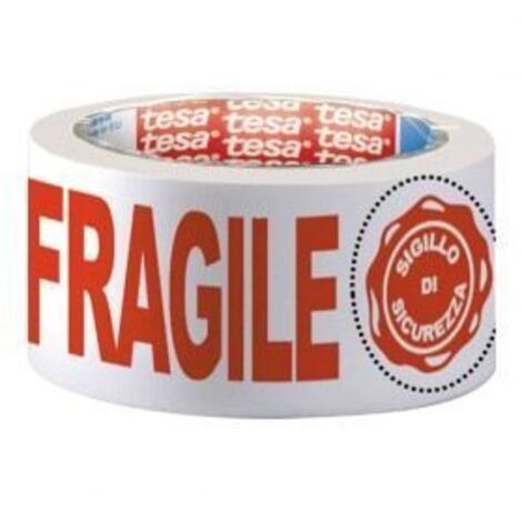 Ruban d'emballage polypropylène TESA - marquage fragile - 66 m x 50 mm