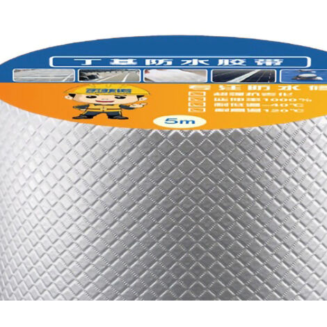 Ruban d'étanchéité au butyle couvert aluminium 10cm x 5m (380g) imperméable, haute adhérence, pour réparation multi-usages