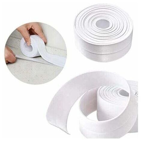 [Ruban d'étanchéité autocollant] Bande étanche imperméable, cuisine toilette douche bain, PVC, blanc 3.2m x 38mm, 1 rouleaux