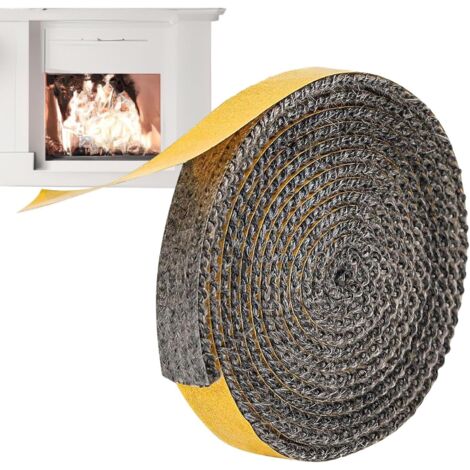 Ruban d'étanchéité pour poêle à bois, rouleau gris 3 mm x 20 mm x 3 m, joint en fibre de verre, joint de porte de poêle à bois, rondelles adhésives.