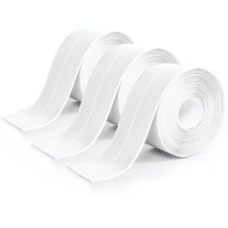 Ruban d’étanchéité silicone blanc pour salle de bain et cuisine – Lot de 3 rouleaux (32 mm × 10 m), anti-fuite, facile à poser