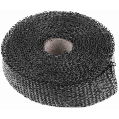 Ruban d'isolation thermique pour échappement 5 m avec 4 attaches câbles en acier inoxydable noir - Bande adhésive haute température pour voiture.