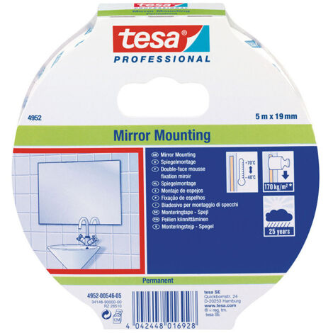 Ruban Double Face Pour Montage De Miroir 5m X 19mm 4952 Tesa