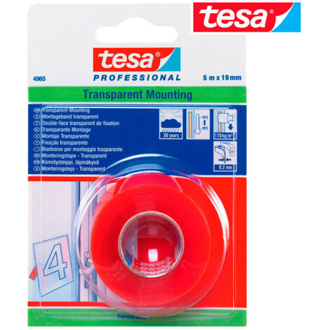 Ruban Double Face Transp. Exter. 5m X 19mm 4965 Tesa