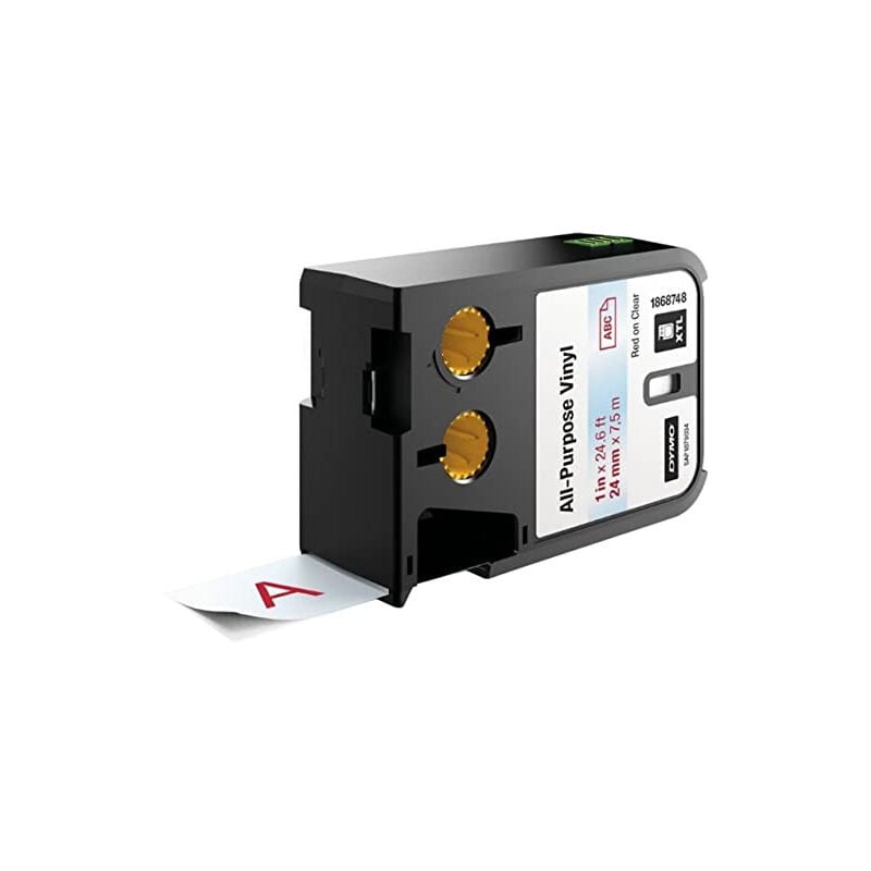 Ruban DYMO XTL All-Purpose Vinyl - Rouge sur Transparent - 12 mm