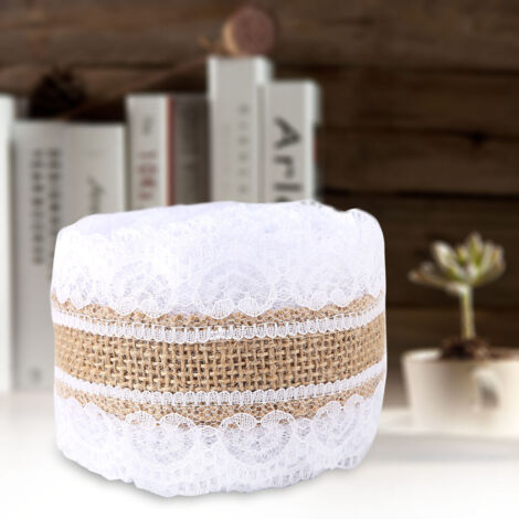 Ruban en toile de jute naturel pour décoration de mariage, événement et maison - Rouleau de 5 mètres