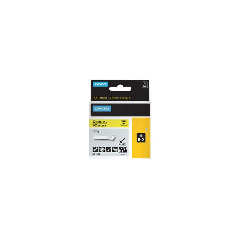 Dymo - RhinoPRO Vinyl permanenter Klebstoff Black Yellow (18432)