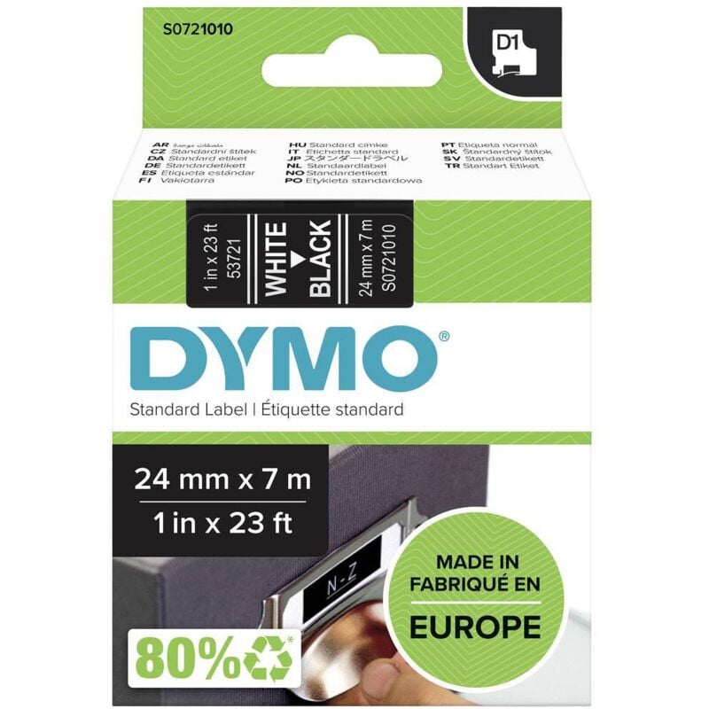 Ruban d'étiquetage Dymo D1 53721 Couleur de ruban: noir Couleur de police:blanc 24 mm 7 m