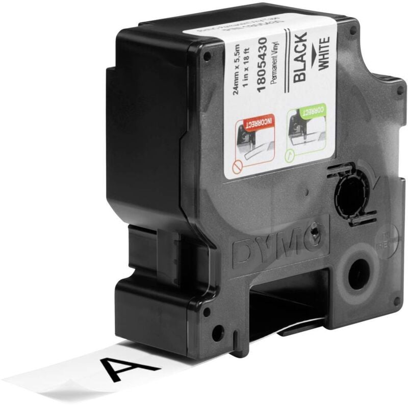 Ruban d'étiquetage Dymo ind rhino 1805430 Vinyle Couleur de ruban: blanc Couleur de police:noir 24 mm 5.5 m