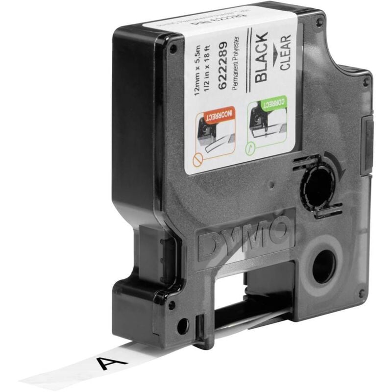 Ruban d'étiquetage Dymo ind rhino 622289 polyester Couleur de ruban: transparent Couleur de police:noir 12 mm 5.5 m