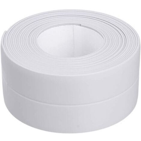 Ruban étanche PVC Ruban Adhésif Blanc 3.2m3.8cm Bande Etancheite Autocollante pour Cuisine Bonde de Lavabo Salle de Bain Joint Baignoire Résistant à la Moisissure Coin Meubles Anti-Collision