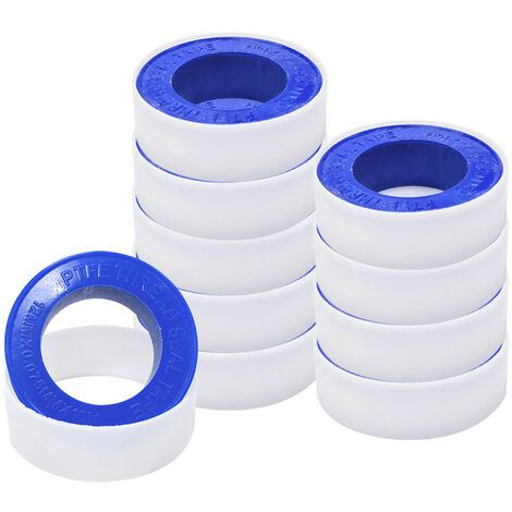 Ruban Étanchéité, Industrial Ruban de Marquage, Téflon de Plomberie Joint Rubans, 12mm x 10m Rouleau de Scotch pour Tuyaux - 10Pcs