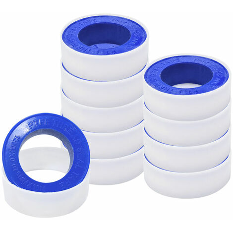 Ruban Étanchéité, Industrial Ruban de Marquage, Téflon de Plomberie Joint Rubans, 12mm x 10m Rouleau de Scotch pour Tuyaux - 10Pcs
