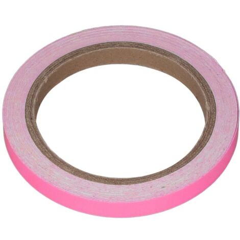 Ruban fluorescent rose 20mm brillant dans le noir, 10m pour murs lisses et escaliers, chargé sous lumière UV.