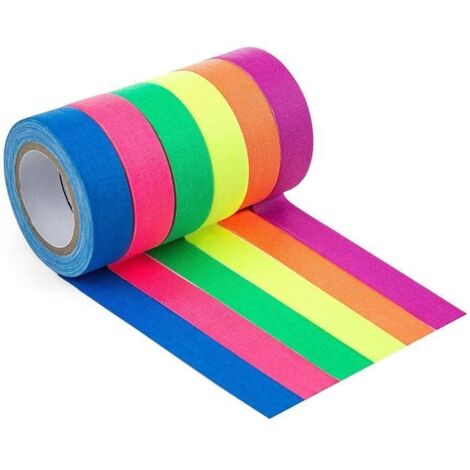 Ruban fluorescent UV - 6 couleurs - 15 mm - 5 m - Tissu en coton et polyester