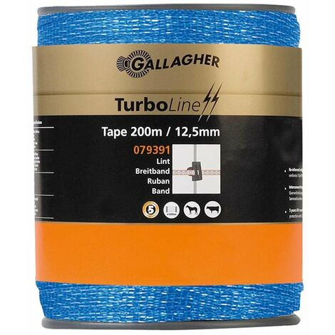 Ruban Gallagher Turboline bleu 12,5 mm x 200 m pour chevaux et bétail