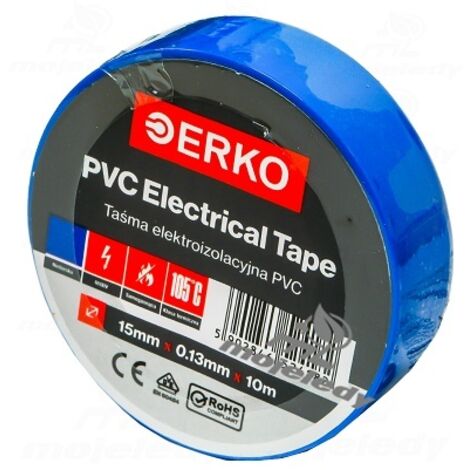 Ruban isolant 15mm 10m PVC bleu ERKO
