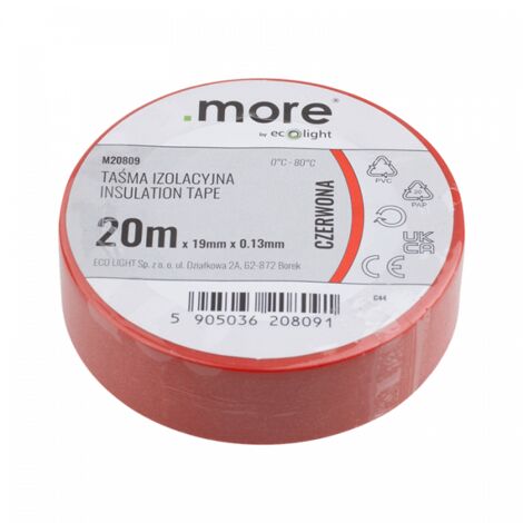 Ruban isolant 19 mm x 0,13 mm ROUGE 20 m