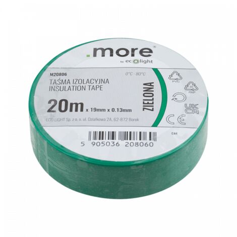 Ruban isolant 19 mm x 0,13 mm VERT 20 m