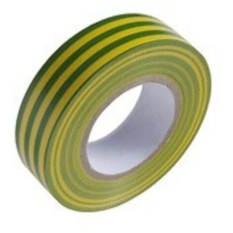Ruban isolant 20 m. x 19 mm. Jaune/Vert Usage domestique