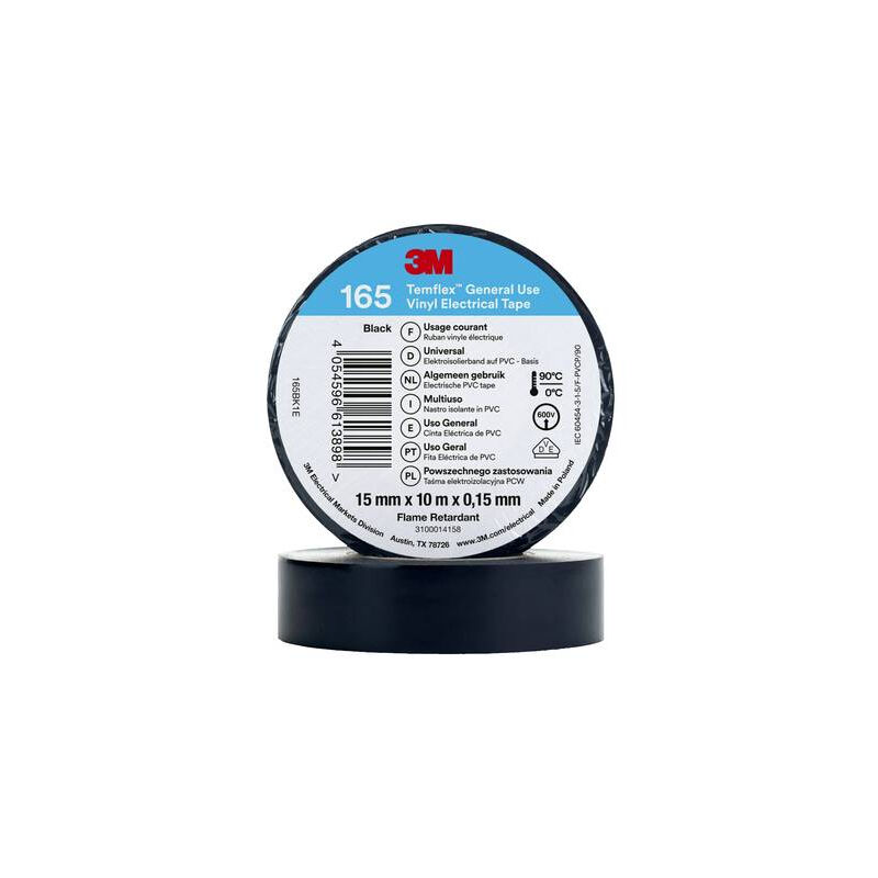 3m Temflex 165 165bk1e Ruban Isolant Temflex 165 Noir (L X L) 10 M X 15 Mm 1 Pc(S)
