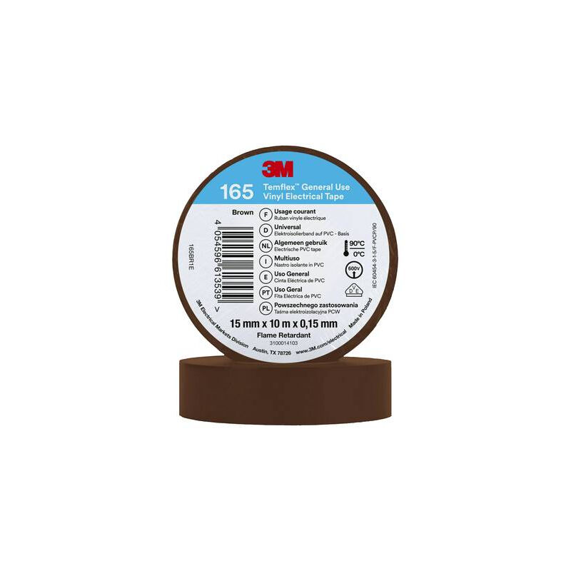3M - temflex 165 165BR1E ruban isolant temflex 165 marron (l x l) 10 m x 15 mm 1 pc(s)