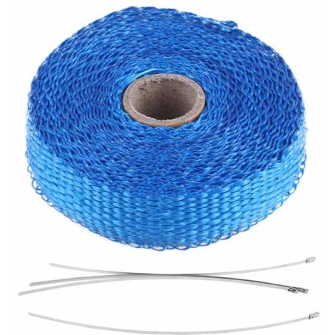 Ruban isolant auto - 5 mètres pour échappement avec 4 colliers acier inoxydable (Bleu)