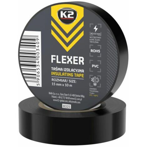 Ruban isolant électrique de PVC noir, 10 m x 15 mm, 10 pièc.