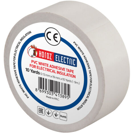 Ruban isolant électrique PVC blanc 19mm 9m HOROZ