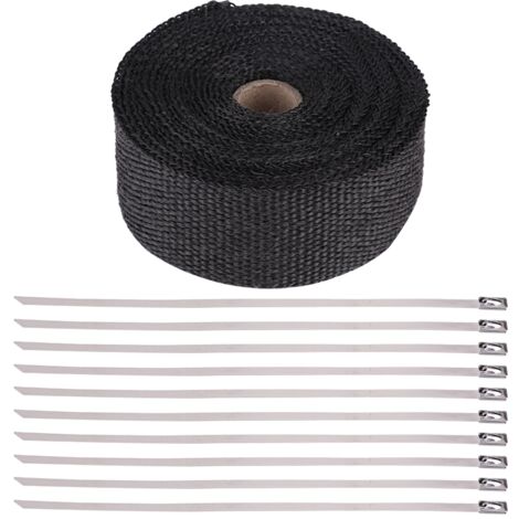 Ruban isolant haute température pour tuyau d'échappement voiture moto (4.88m, Noir)
